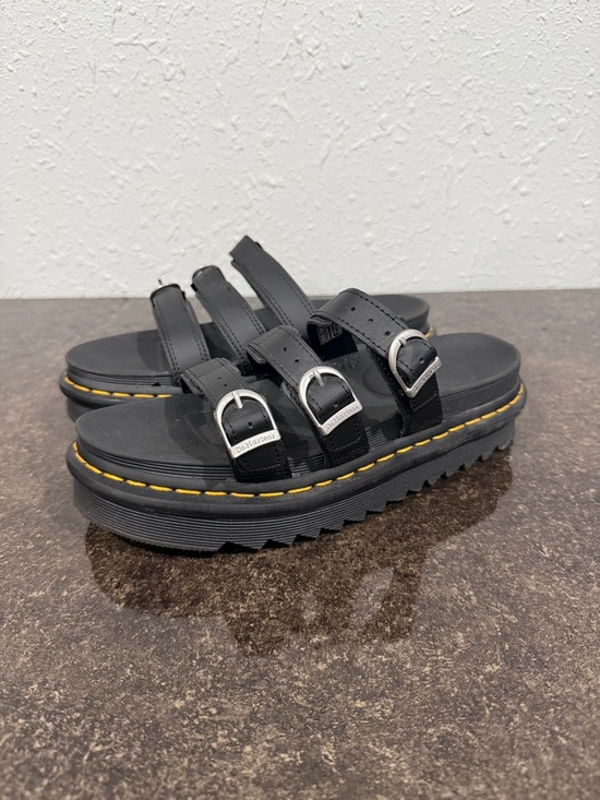 Dr. Martens Shoes - Dr. Martens Black Blaire Leather Slide Sandals Size 8